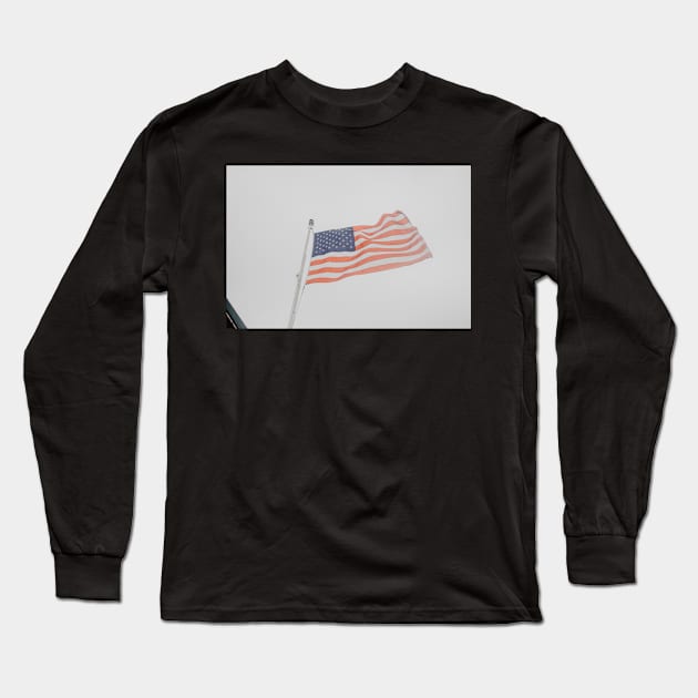 American Flag Flying off a Boat Long Sleeve T-Shirt by LindsayVaughn